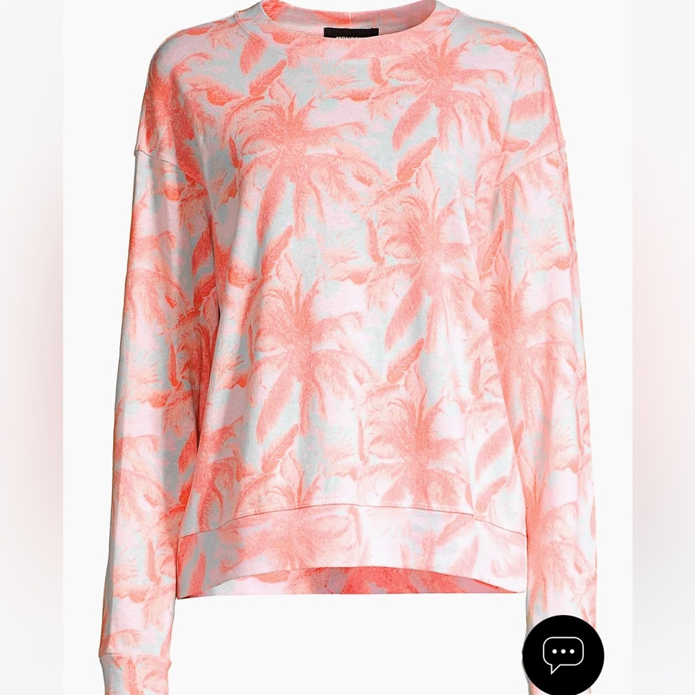 Monrow sweatshirt women’s tropical palm print crewneck oversized pullover XS